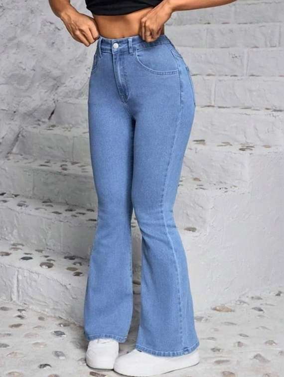 women solid high rise bootcut jeans - 22376552 -  Standard Image - 1
