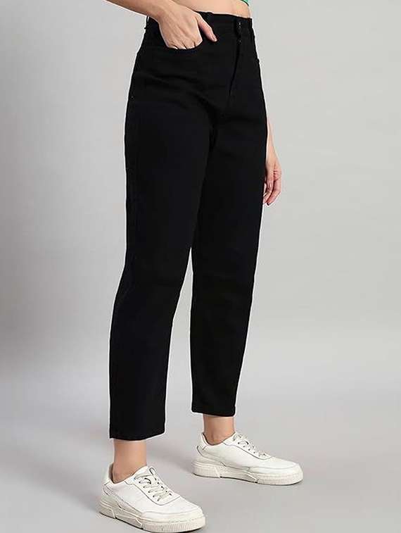 women solid high rise mom fit jeans - 22376553 -  Standard Image - 1