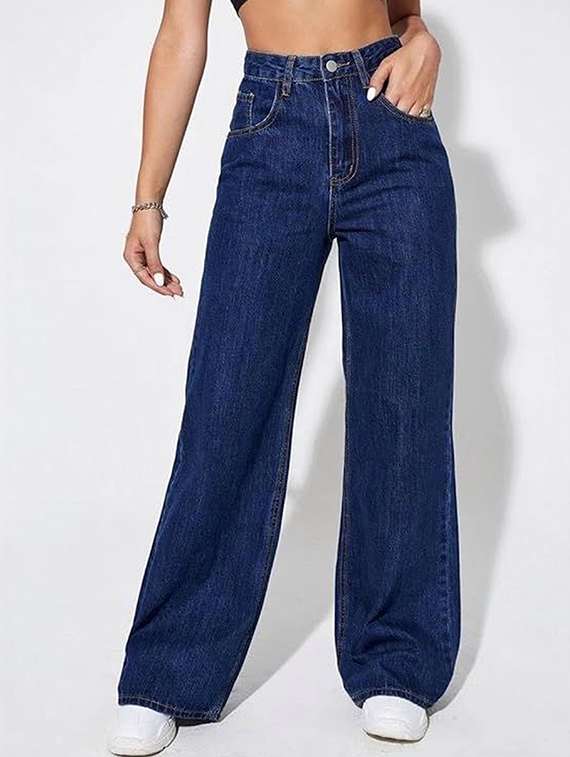 women solid high rise relaxed jeans - 22376557 -  Standard Image - 1