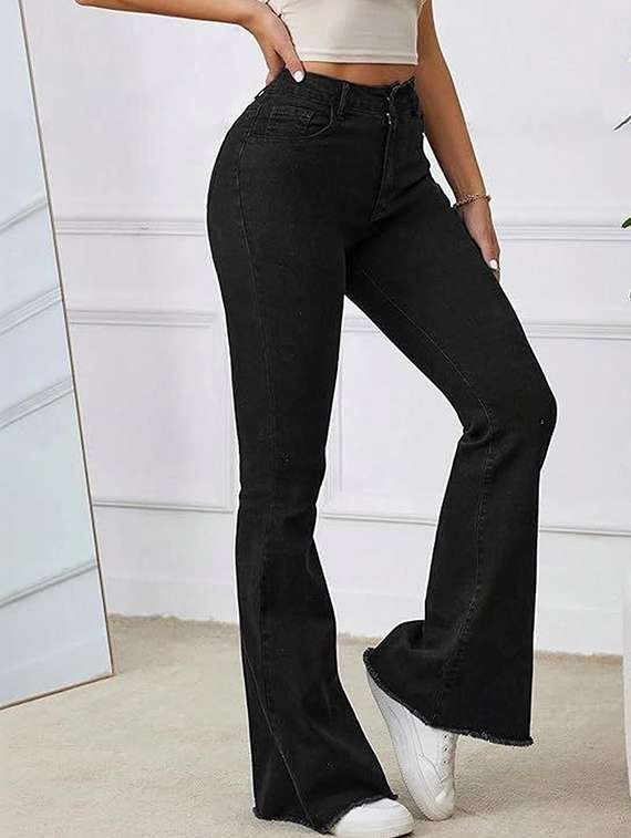women solid high rise bootcut jeans - 22376559 -  Standard Image - 1