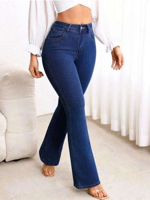 women solid high rise bootcut jeans - 22376560 -  Standard Image - 1