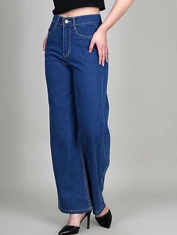 women solid high rise straight jeans - 22376566 -  Standard Image - 1