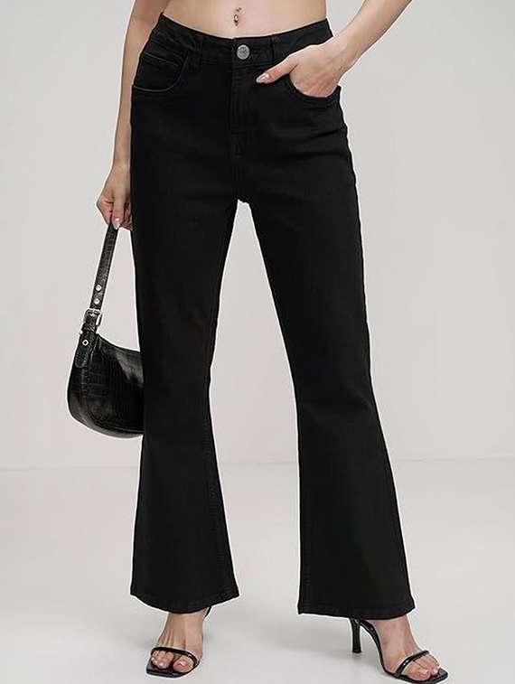 women solid high rise bootcut jeans - 22376568 -  Standard Image - 1
