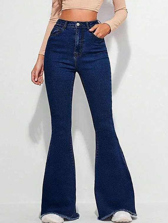 women solid high rise bootcut jeans - 22376569 -  Standard Image - 1