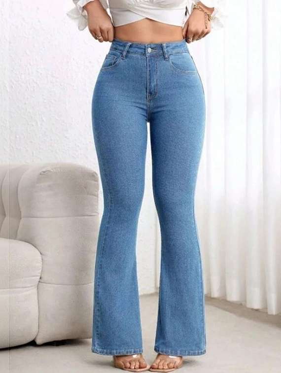 women solid high rise bootcut jeans - 22376570 -  Standard Image - 1