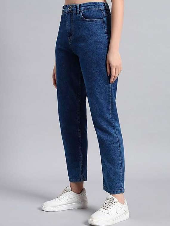 women solid high rise mom fit jeans - 22376572 -  Standard Image - 1
