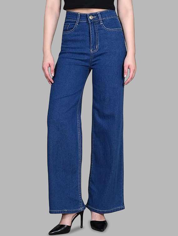 women solid high rise straight jeans - 22376575 -  Standard Image - 1