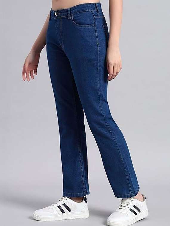 women solid mid rise bootcut jeans - 22376578 -  Standard Image - 1