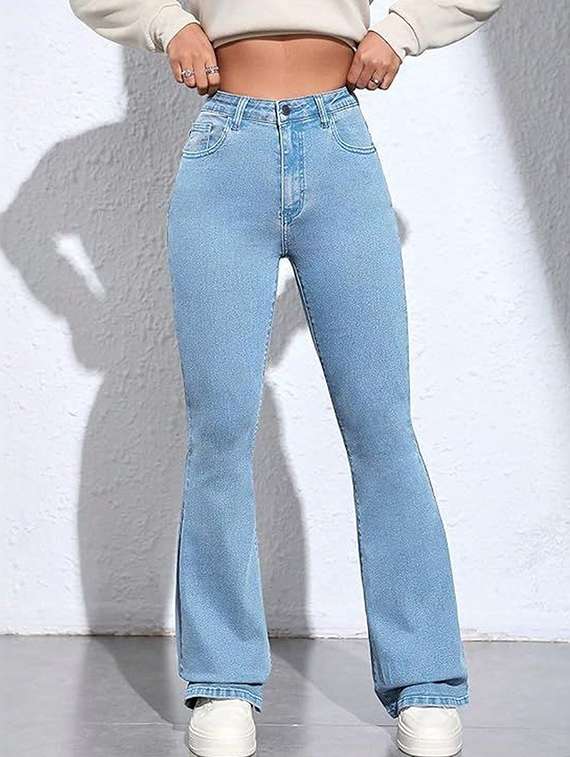 women solid high rise bootcut jeans - 22376579 -  Standard Image - 1