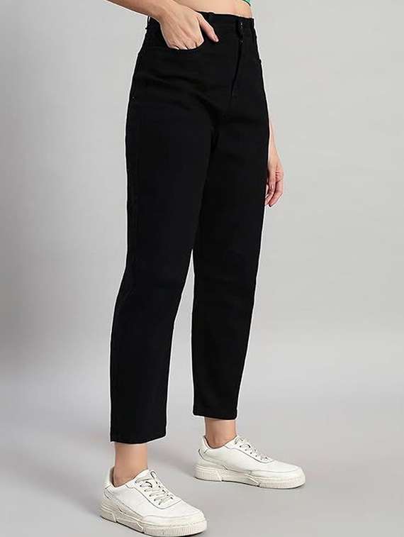 women solid high rise mom fit jeans - 22376580 -  Standard Image - 1