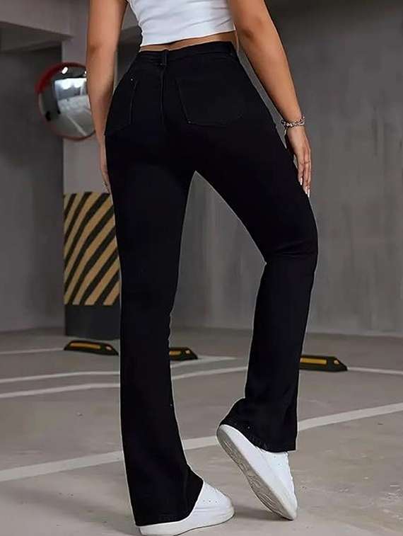 women solid high rise bootcut jeans - 22376583 -  Standard Image - 1