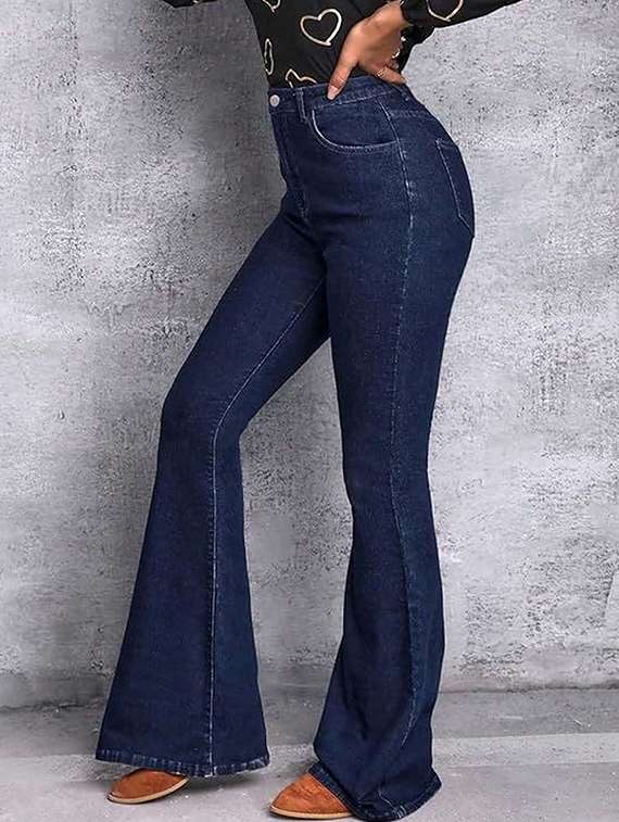 women solid high rise bootcut jeans - 22376584 -  Standard Image - 1