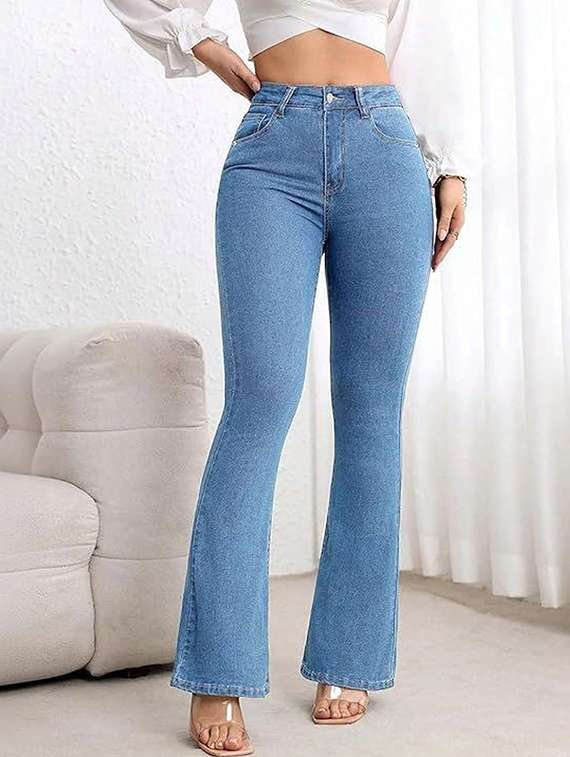 women solid high rise bootcut jeans - 22376585 -  Standard Image - 1