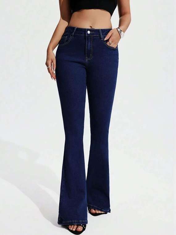 women solid high rise bootcut jeans - 22376593 -  Standard Image - 1