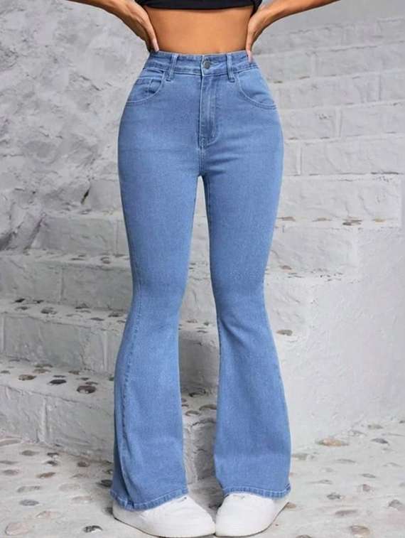 women solid high rise bootcut jeans - 22376603 -  Standard Image - 1