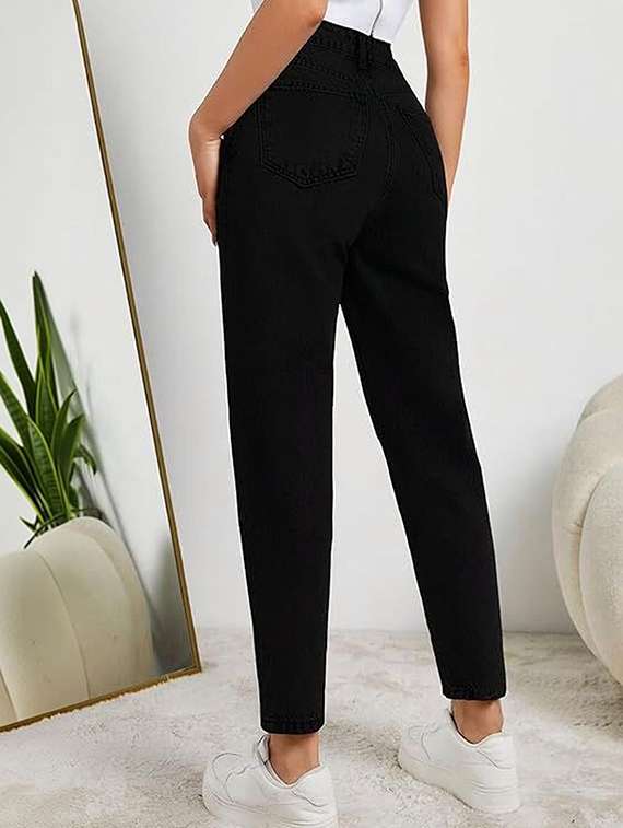women solid mid rise boyfriend fit jeans - 22376604 -  Standard Image - 1