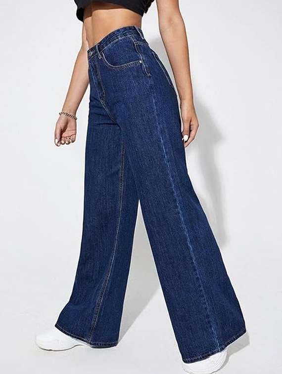 women solid high rise relaxed jeans - 22376608 -  Standard Image - 1