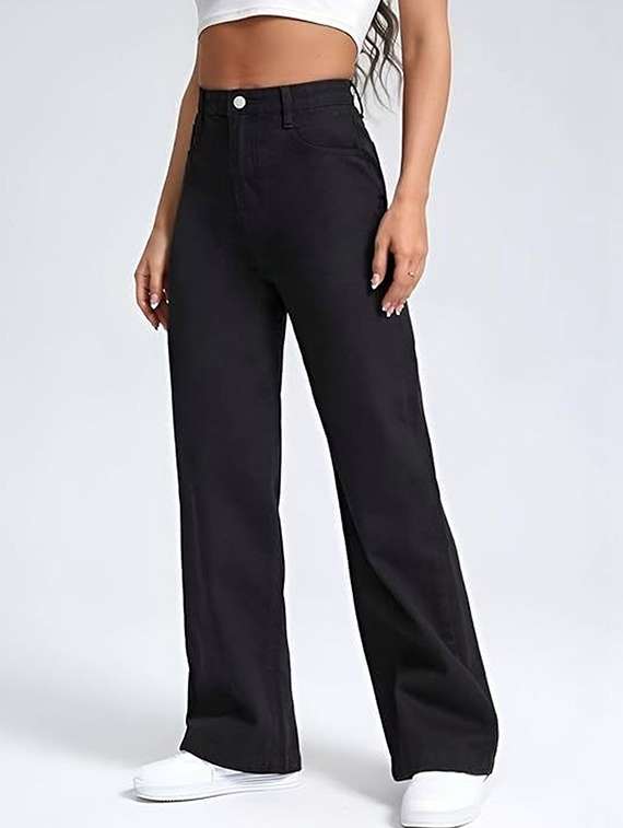 women solid high rise relaxed jeans - 22376615 -  Standard Image - 1