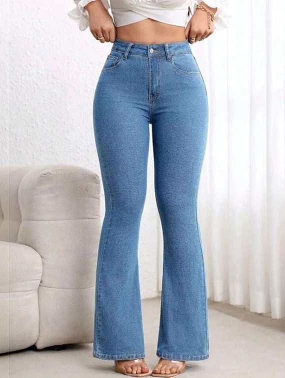 women solid high rise bootcut jeans - 22376620 -  Standard Image - 1