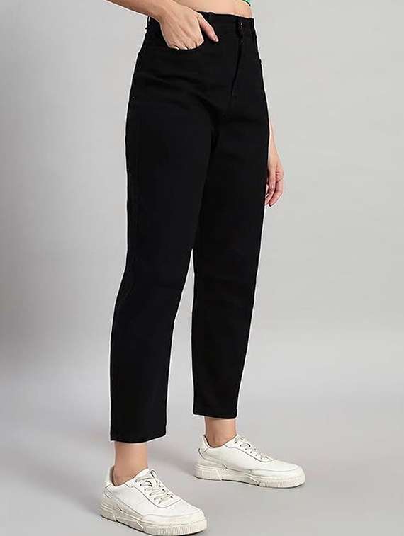 women solid high rise mom fit jeans - 22376621 -  Standard Image - 1
