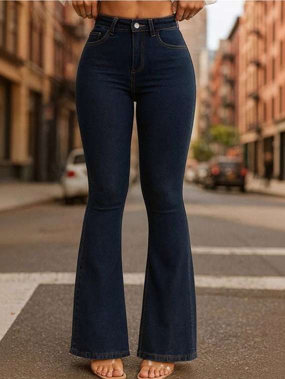 women solid high rise bootcut jeans - 22376627 -  Standard Image - 1