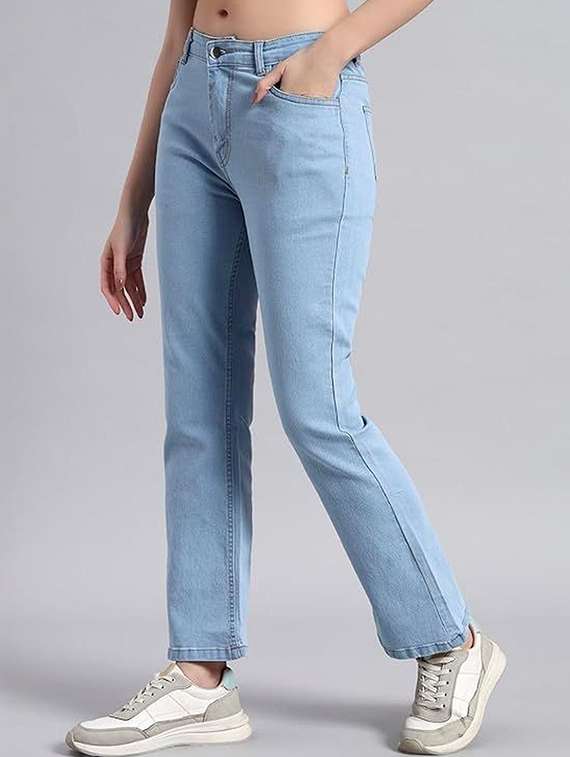 women solid mid rise bootcut jeans - 22376628 -  Standard Image - 1