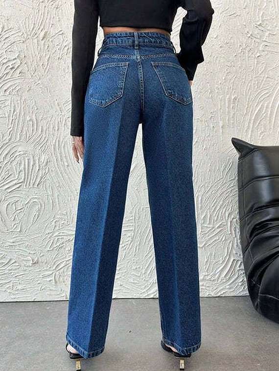 women solid high rise straight jeans - 22376633 -  Standard Image - 1