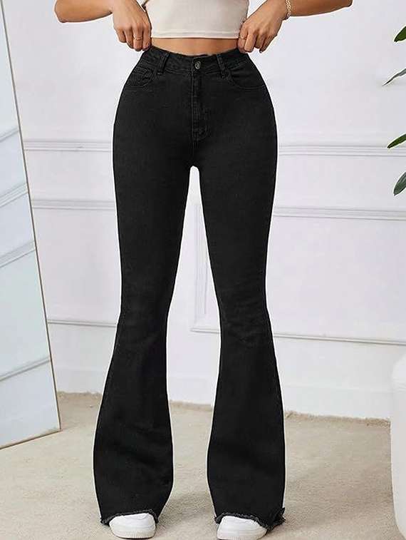 women solid high rise bootcut jeans - 22376635 -  Standard Image - 1