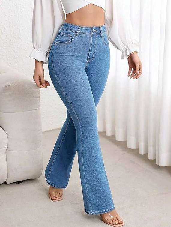 women solid high rise bootcut jeans - 22376637 -  Standard Image - 1