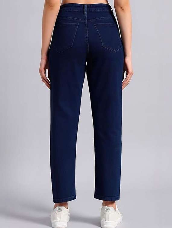 women solid high rise mom fit jeans - 22376639 -  Standard Image - 1