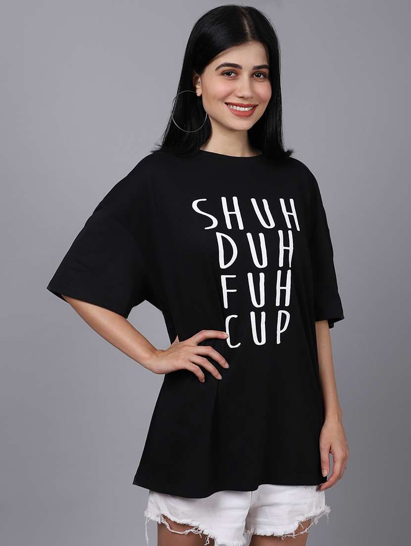 women printed short sleeve oversized t-shirt - 22376641 -  Standard Image - 1