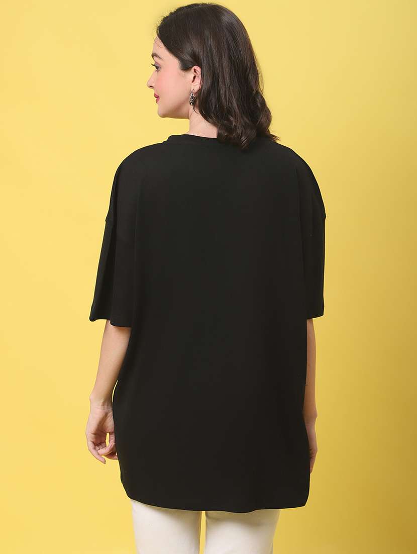 women solid short sleeve oversized t-shirt - 22376646 -  Standard Image - 4