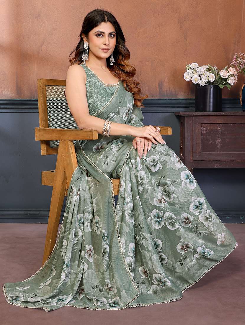 women printed casual wear saree with blouse - 22376673 -  Standard Image - 1