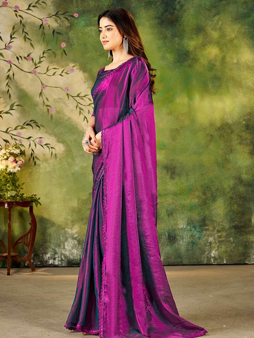 women solid plain saree with blouse - 22376692 -  Standard Image - 1