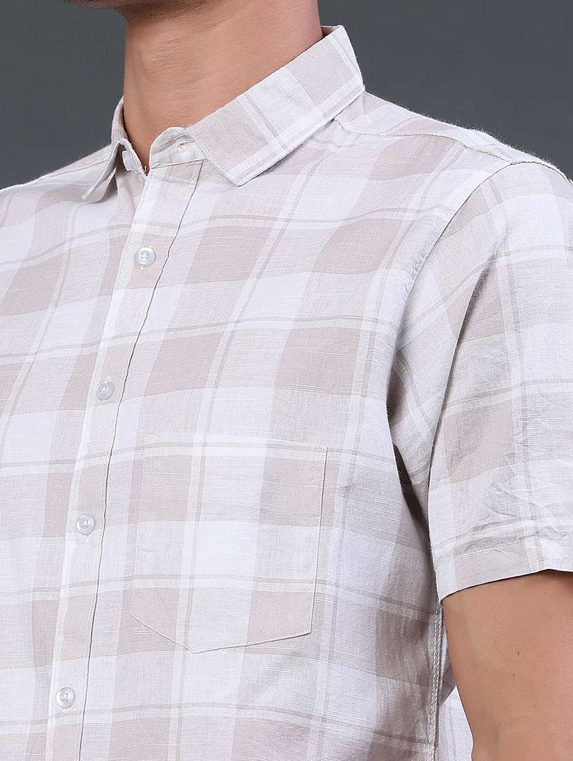 men checkered short sleeve slim fit casual shirt - 22376778 -  Standard Image - 1