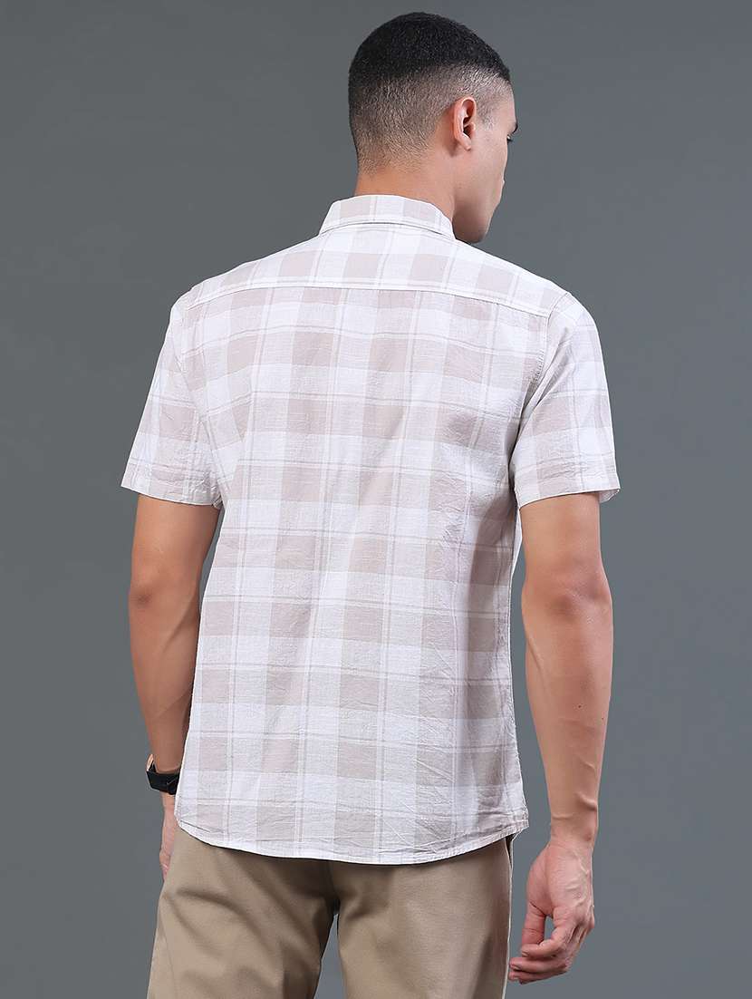 men checkered short sleeve slim fit casual shirt - 22376778 -  Standard Image - 4