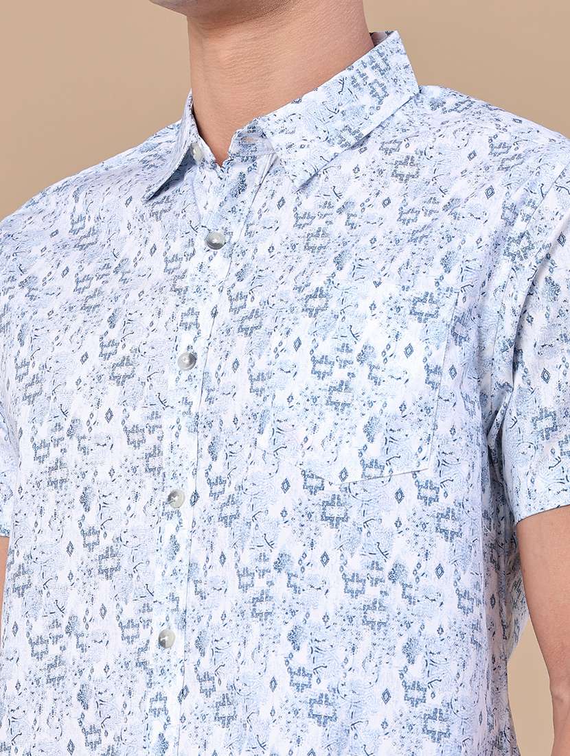 men printed short sleeve regular fit casual shirt - 22376793 -  Standard Image - 1
