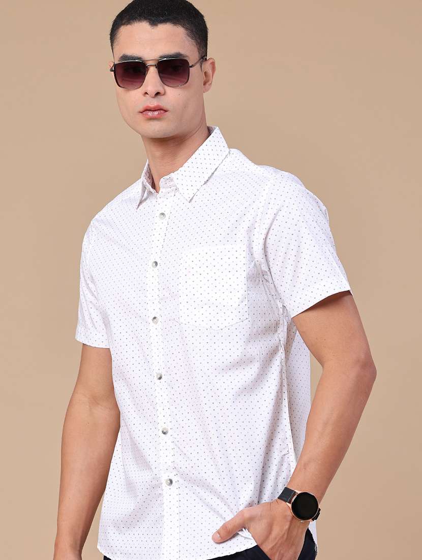 men printed short sleeve regular fit casual shirt