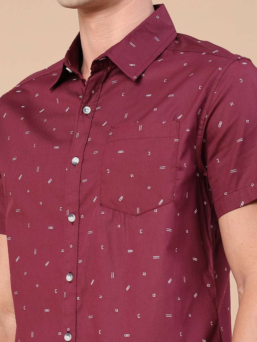 men printed short sleeve regular fit casual shirt - 22376796 -  Standard Image - 1