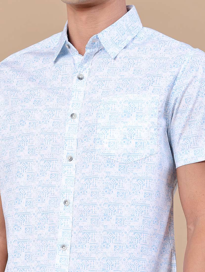 men printed short sleeve regular fit casual shirt - 22376800 -  Standard Image - 1