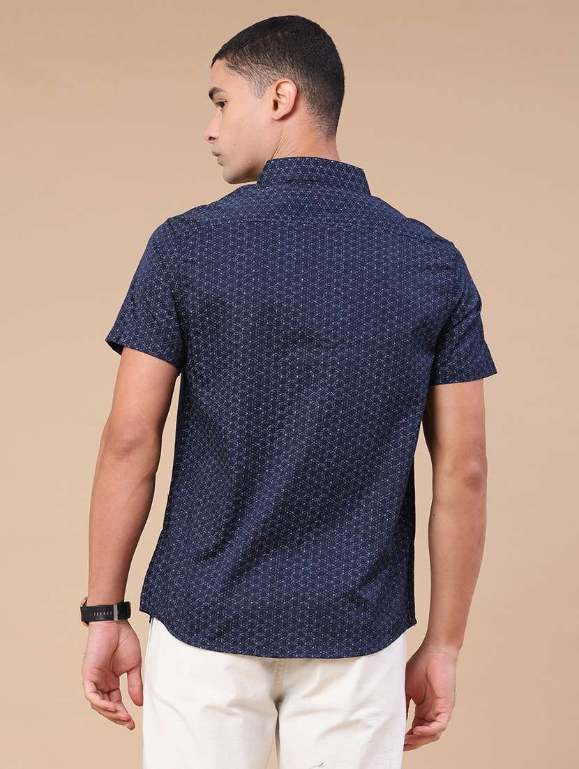 men printed short sleeve slim fit casual shirt - 22376801 -  Standard Image - 4