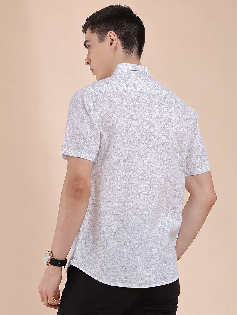 men printed short sleeve slim fit casual shirt - 22376806 -  Standard Image - 4