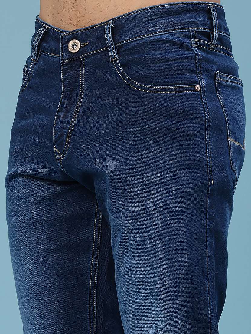 Men Washed Mid Rise Full Length Slim Fit Jeans - 22376844 -  Standard Image - 1