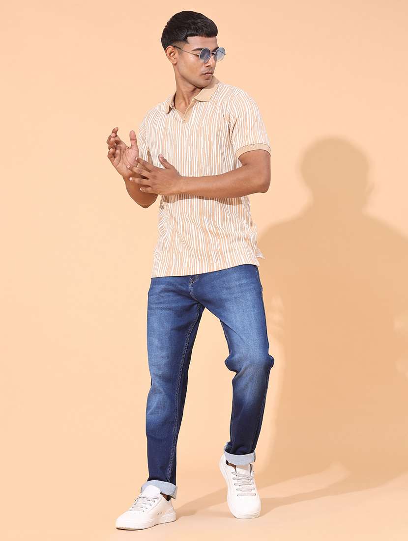 men washed mid rise full length tapered jeans - 22376845 -  Standard Image - 4