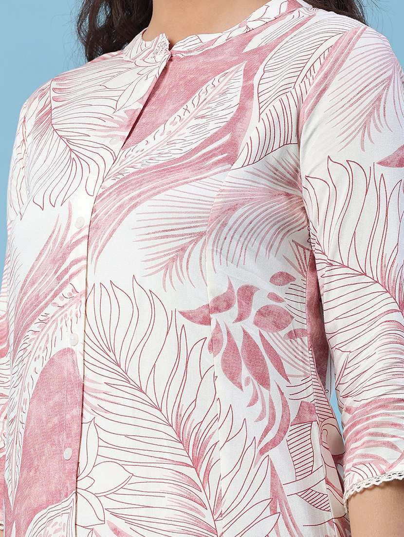 women printed mandarin neck ethnic co-ord set - 22376865 -  Standard Image - 1