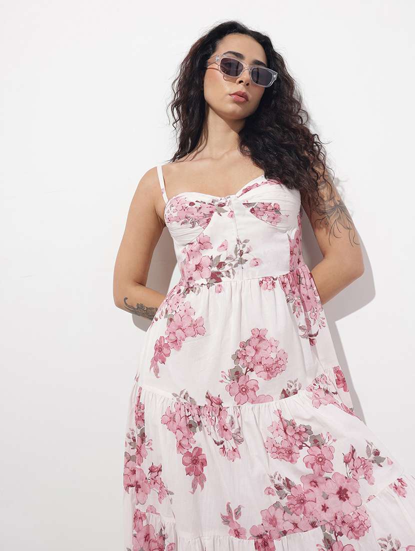 Women Printed Shoulder Strap Tiered Dress - 22376964 -  Standard Image - 1
