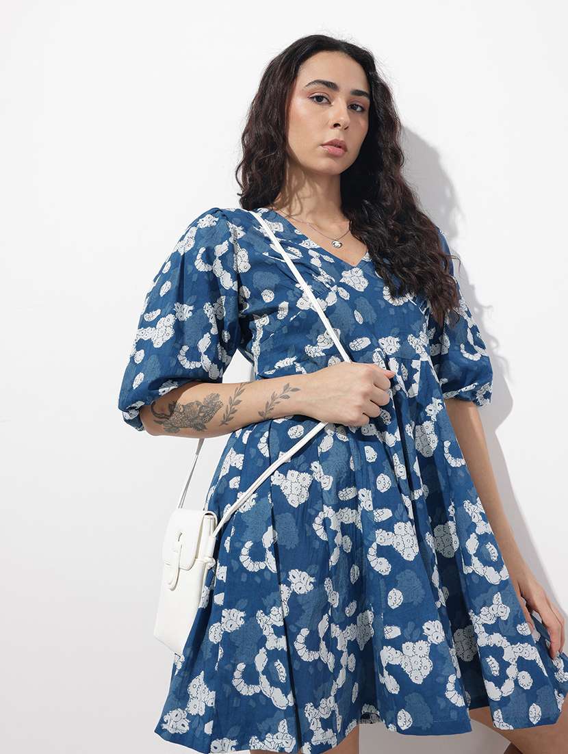 women printed short sleeve fit & flare dress - 22376966 -  Standard Image - 1