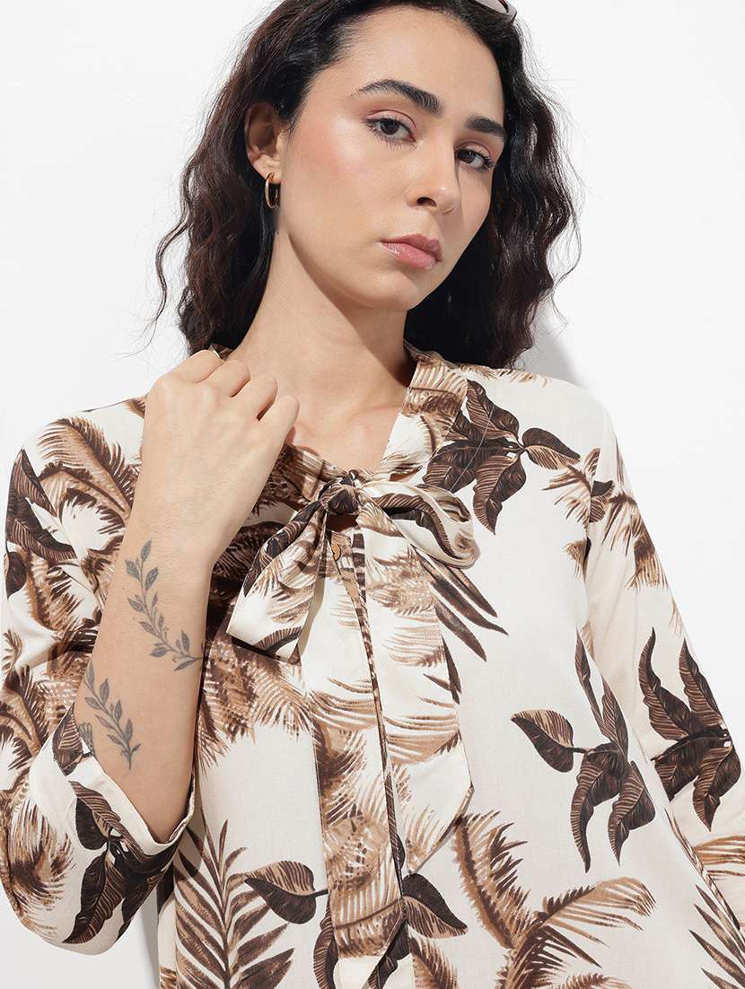 women printed three quarter sleeve fit & flare dress - 22376968 -  Standard Image - 1