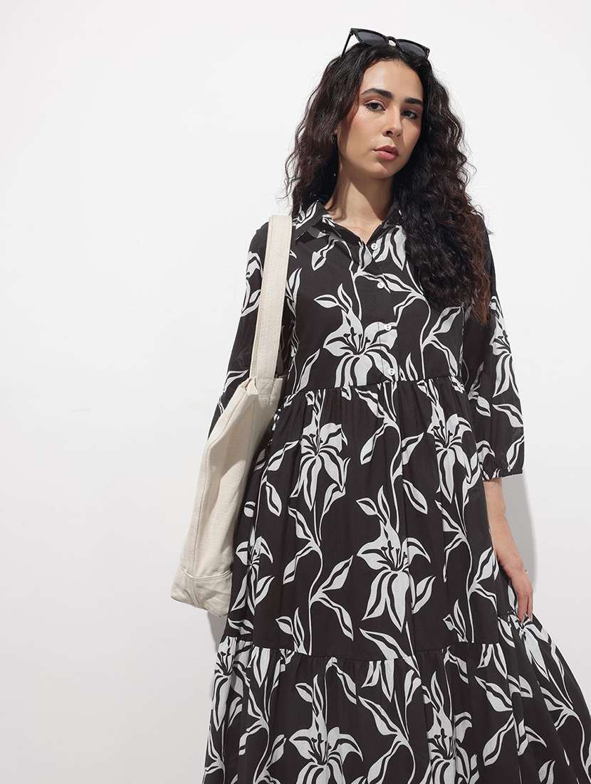 Women Printed Long Sleeve Tiered Dress - 22376970 -  Standard Image - 4