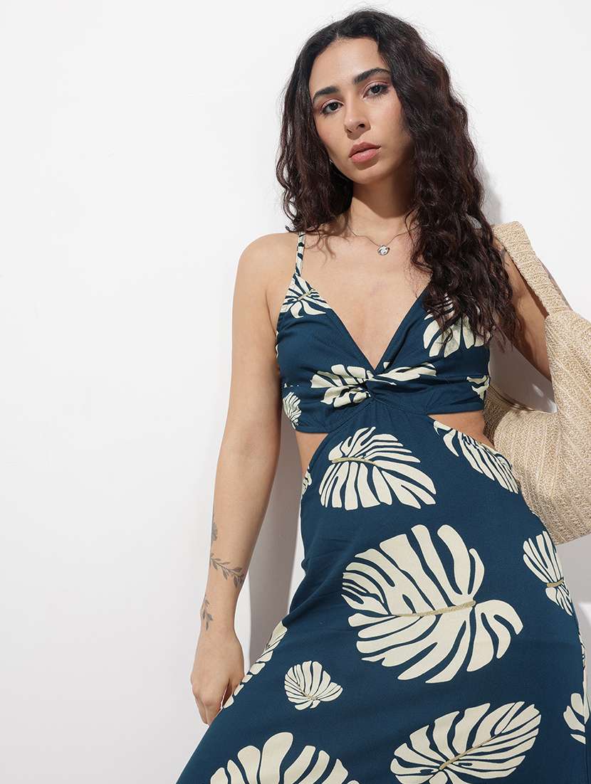 women printed shoulder strap tiered dress - 22376974 -  Standard Image - 1